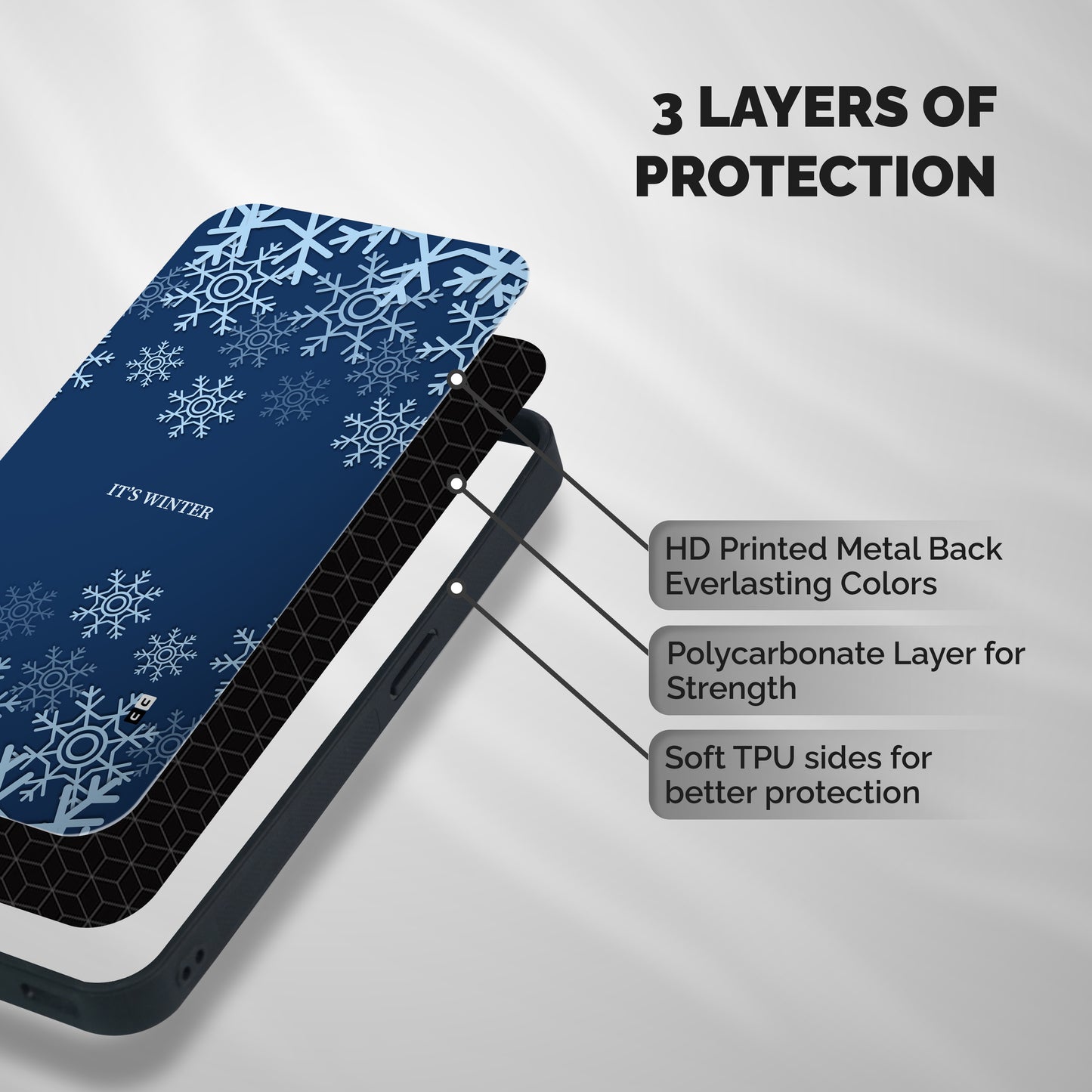 Its Winter Shockproof Hybrid Protection (Metal + TPU) Back Case Cover