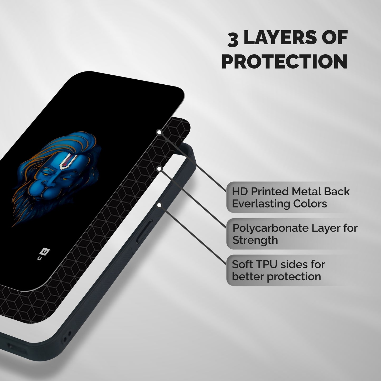 Jai Hanuman Shockproof Hybrid Protection (Metal + TPU) Back Case Cover