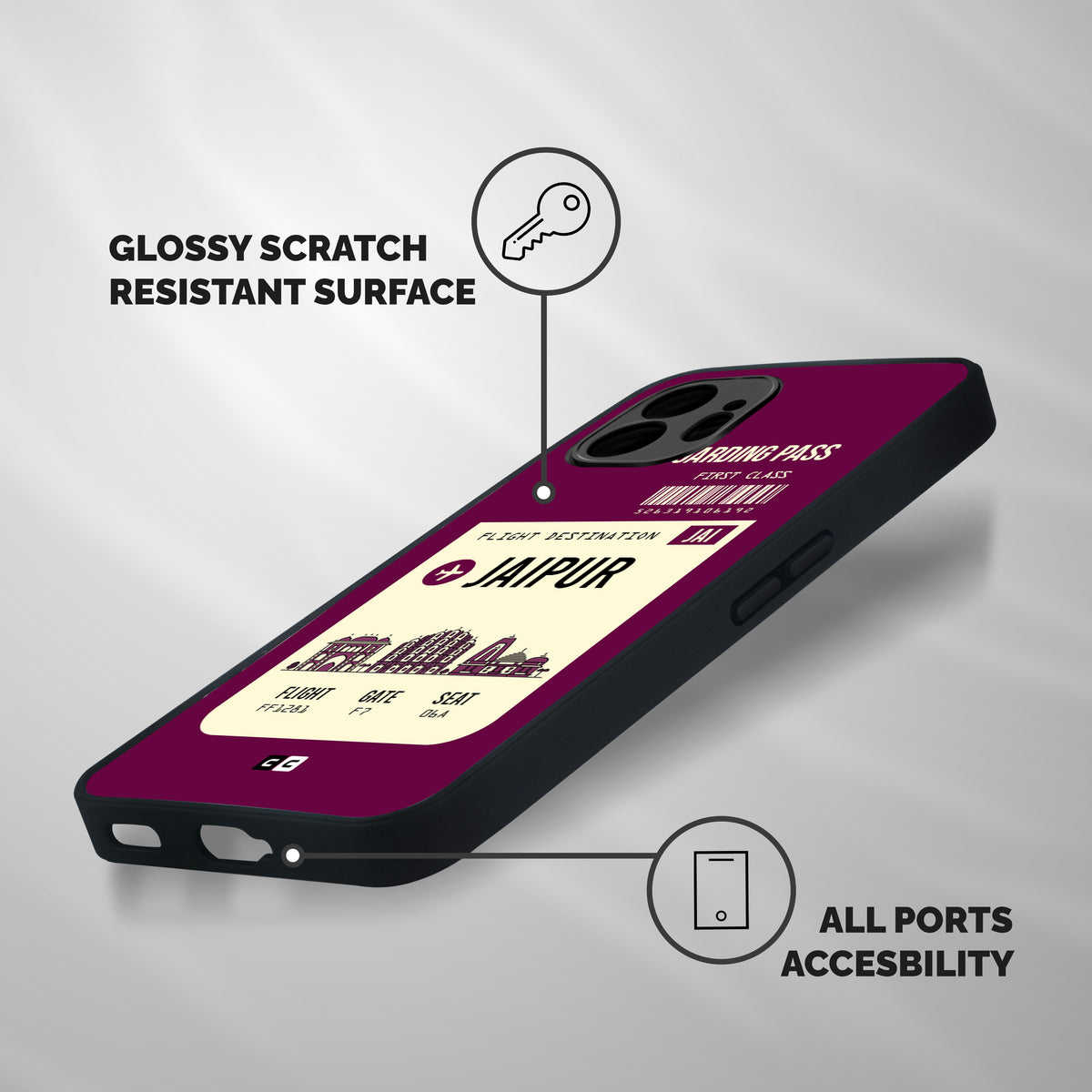 Jaipur Boarding Pass Shockproof Hybrid Protection (Metal + TPU) Back Case Cover