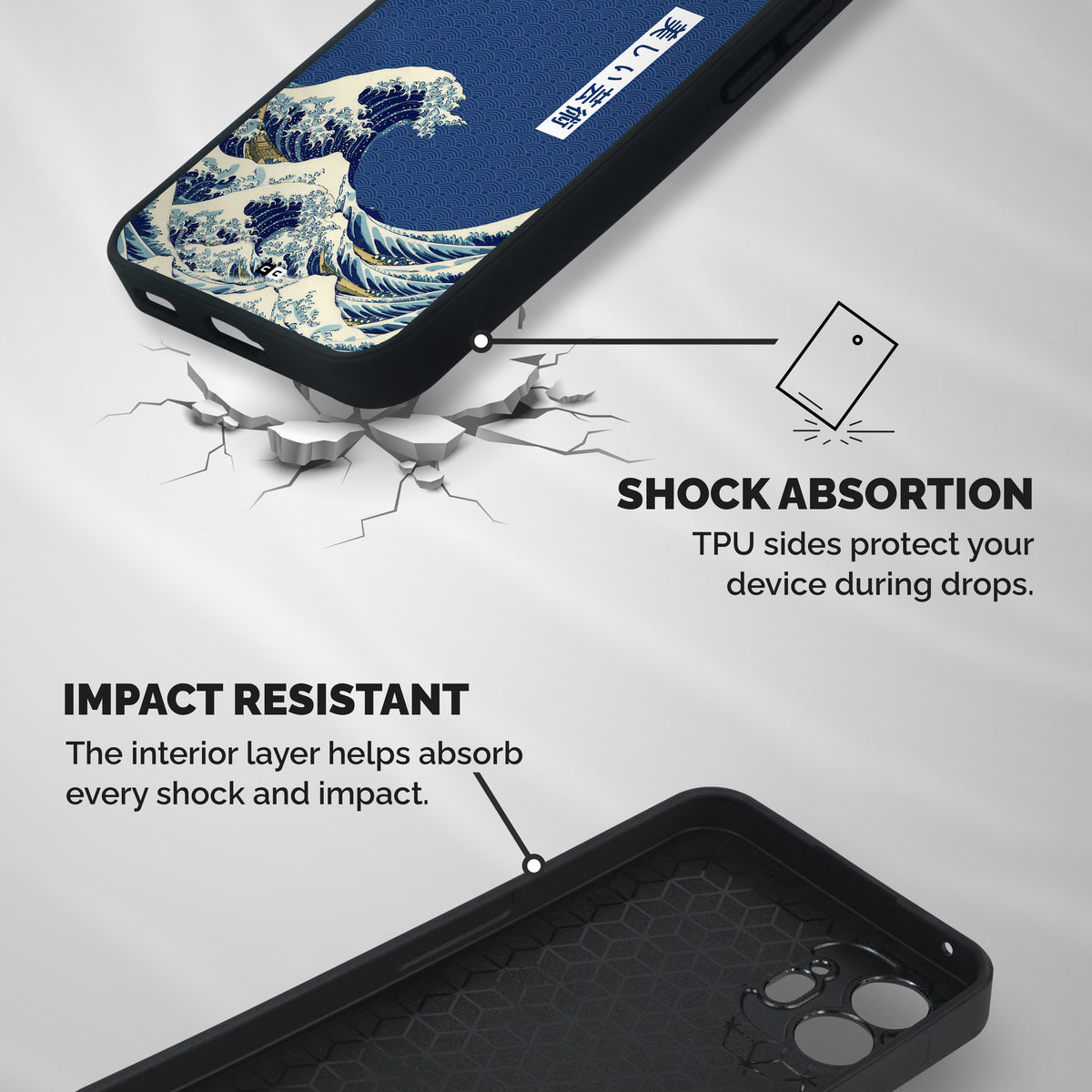 Japanese Art Shockproof Hybrid Protection (Metal + TPU) Back Case Cover