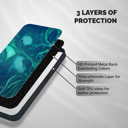 Jazzy Green Marble Texture Shockproof Hybrid Protection (Metal + TPU) Back Case Cover