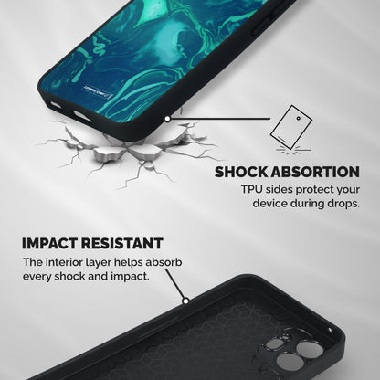 Jazzy Green Marble Texture Shockproof Hybrid Protection (Metal + TPU) Back Case Cover