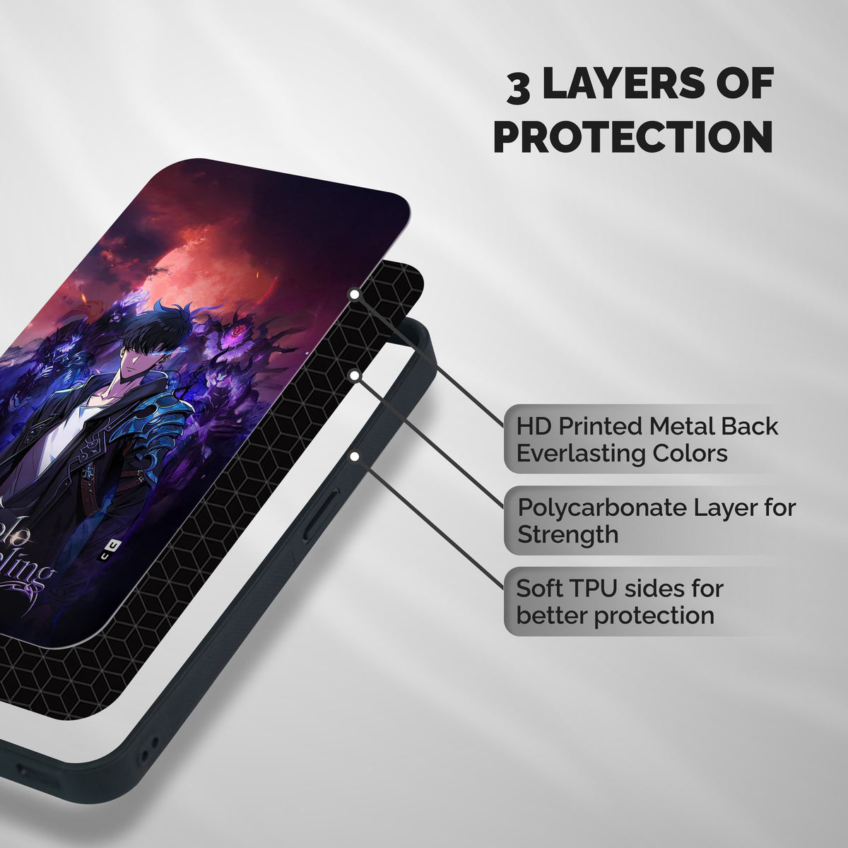 Jinwoo With Knights Shockproof Hybrid Protection (Metal + TPU) Back Case Cover