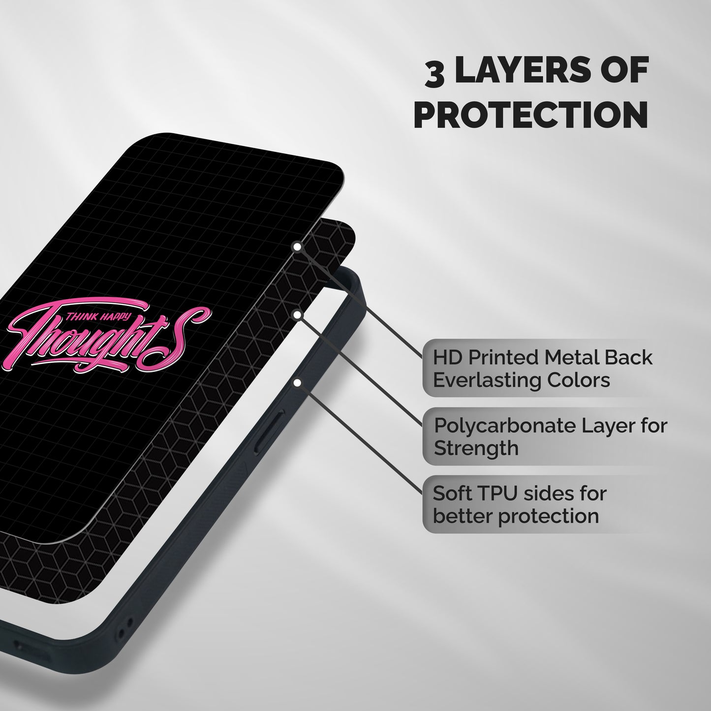 Joyful Thoughts Shockproof Hybrid Protection (Metal + TPU) Back Case Cover