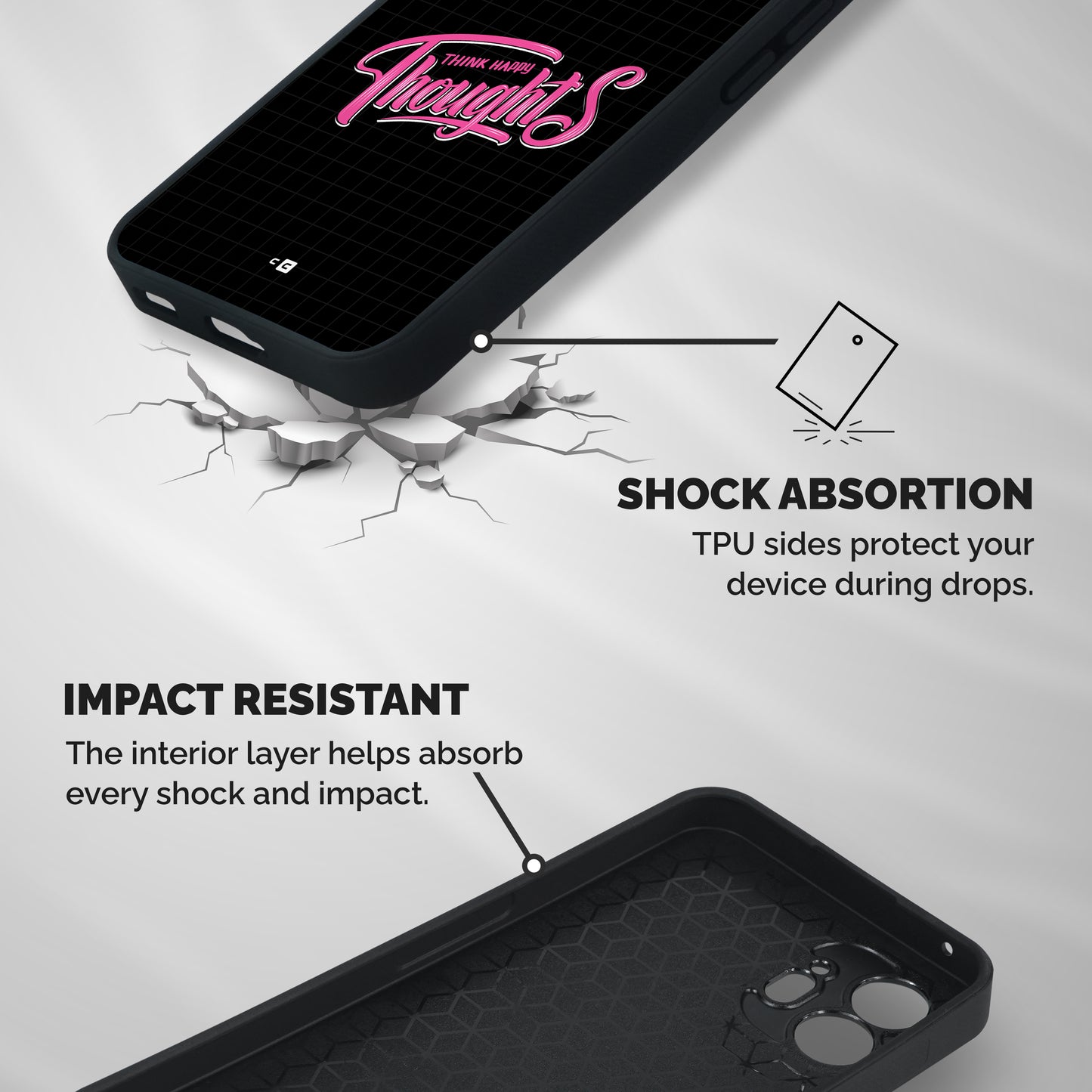 Joyful Thoughts Shockproof Hybrid Protection (Metal + TPU) Back Case Cover