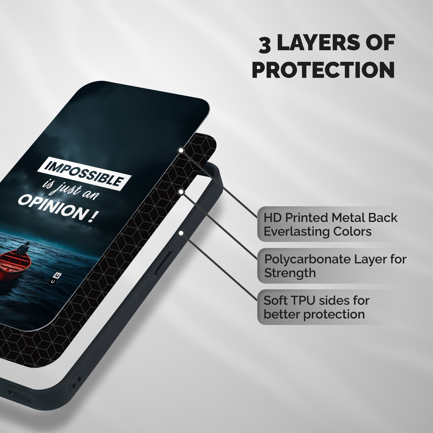 Just An Opinion Shockproof Hybrid Protection (Metal + TPU) Back Case Cover