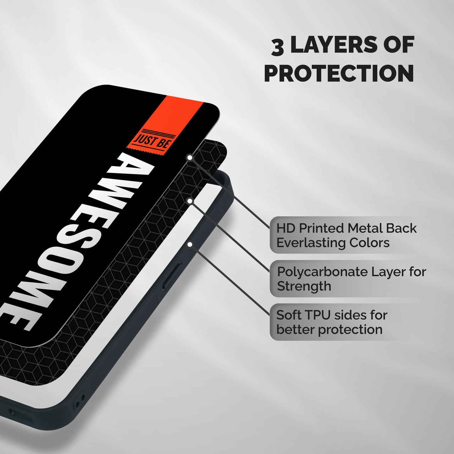 Just Be Awesome Shockproof Hybrid Protection (Metal + TPU) Back Case Cover