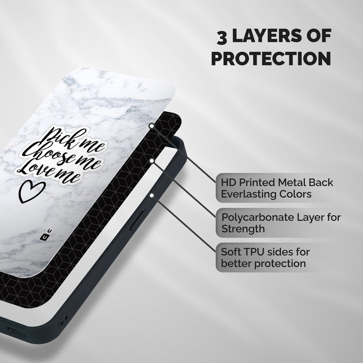 Just Me Shockproof Hybrid Protection (Metal + TPU) Back Case Cover