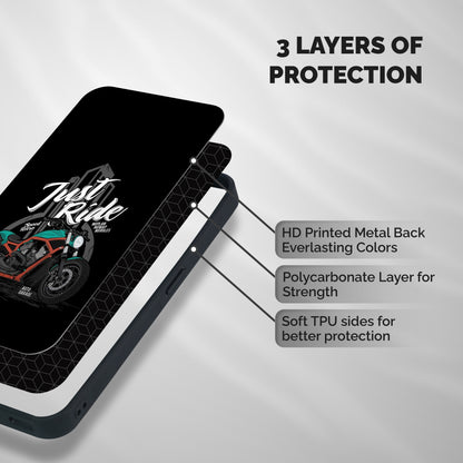 Just Ride Speed Shockproof Hybrid Protection (Metal + TPU) Back Case Cover