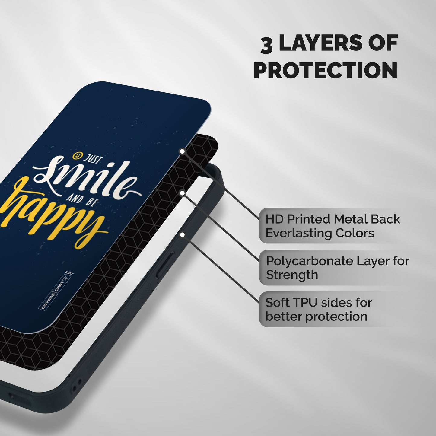 Just Smile Shockproof Hybrid Protection (Metal + TPU) Back Case Cover