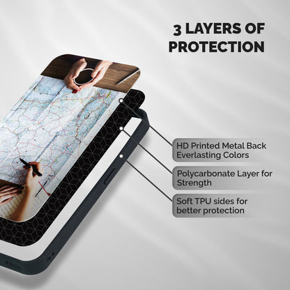 Just Travel Shockproof Hybrid Protection (Metal + TPU) Back Case Cover