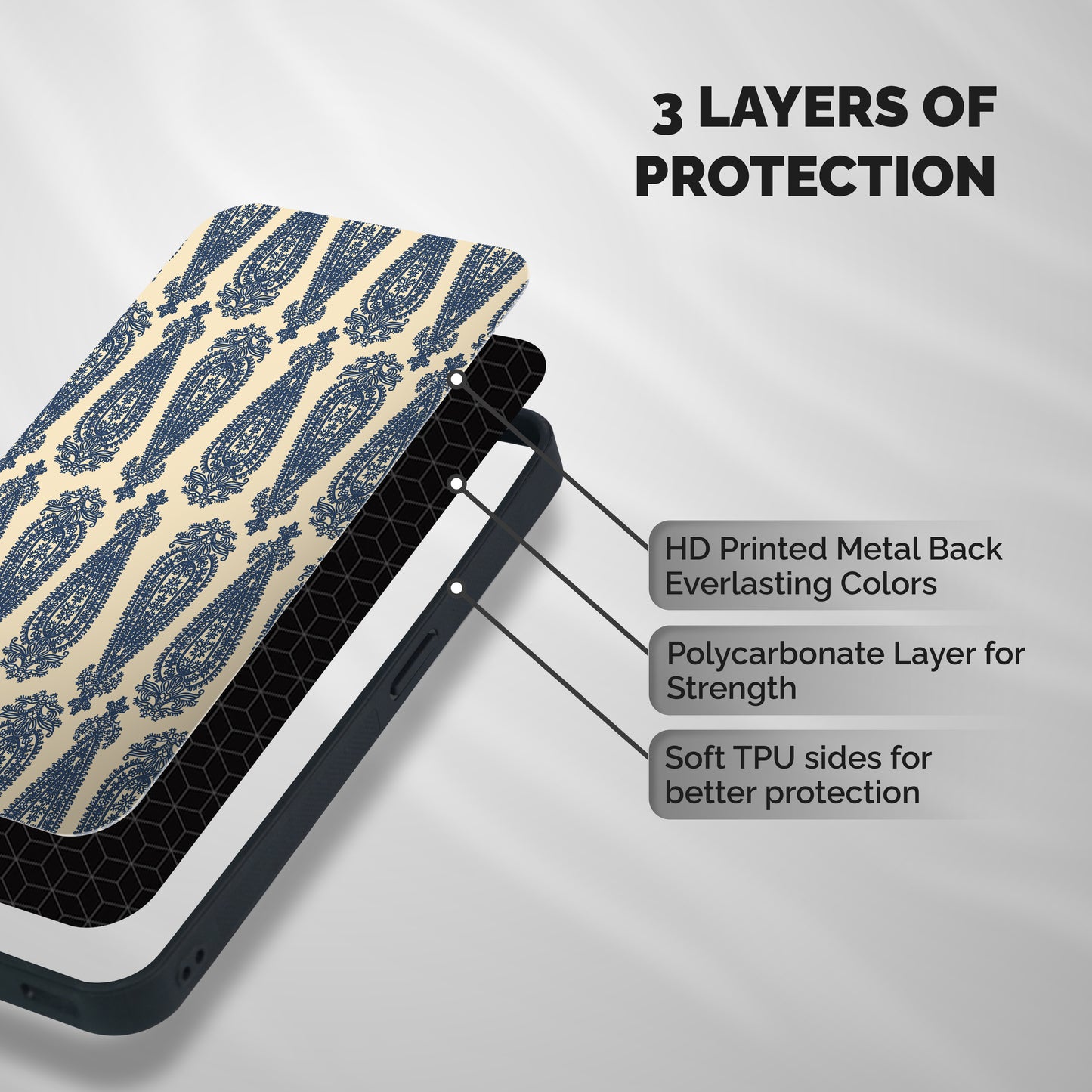 Kalamkari Design Shockproof Hybrid Protection (Metal + TPU) Back Case Cover