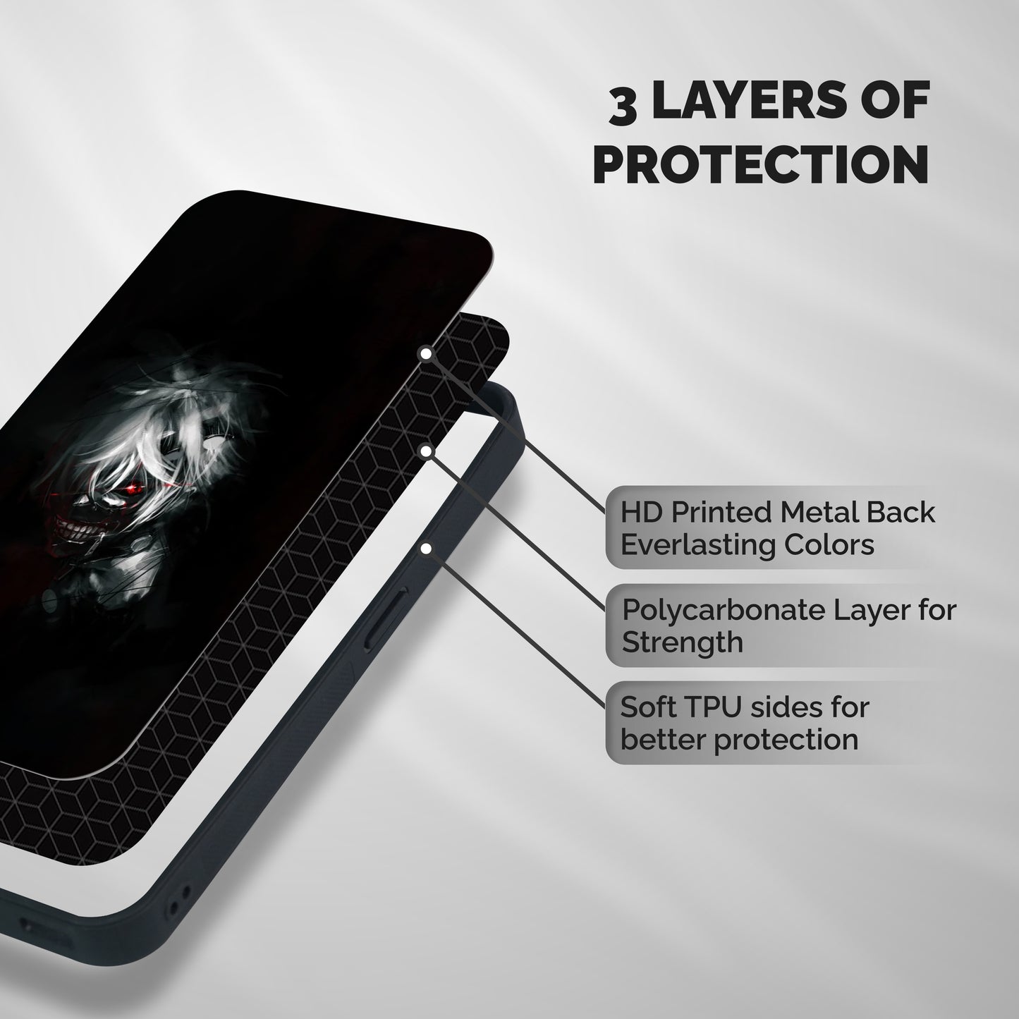Kaneki Ken Dark Side Shockproof Hybrid Protection (Metal + TPU) Back Case Cover