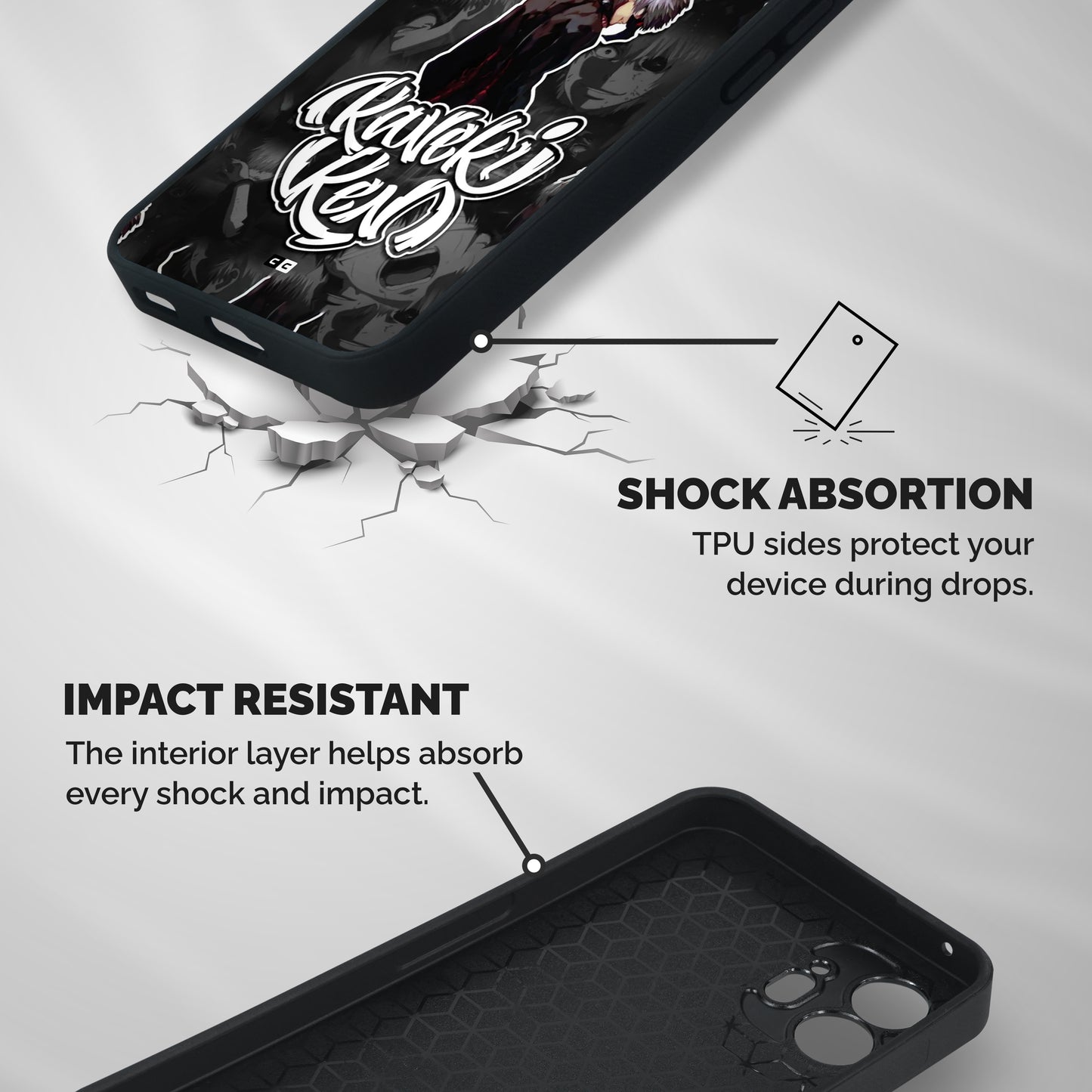 Kaneki Ken Manga Art Shockproof Hybrid Protection (Metal + TPU) Back Case Cover