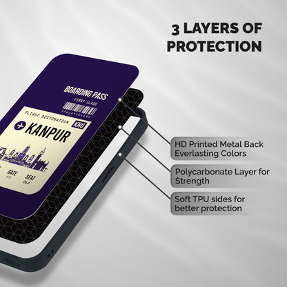 Kanpur Boarding Pass Shockproof Hybrid Protection (Metal + TPU) Back Case Cover