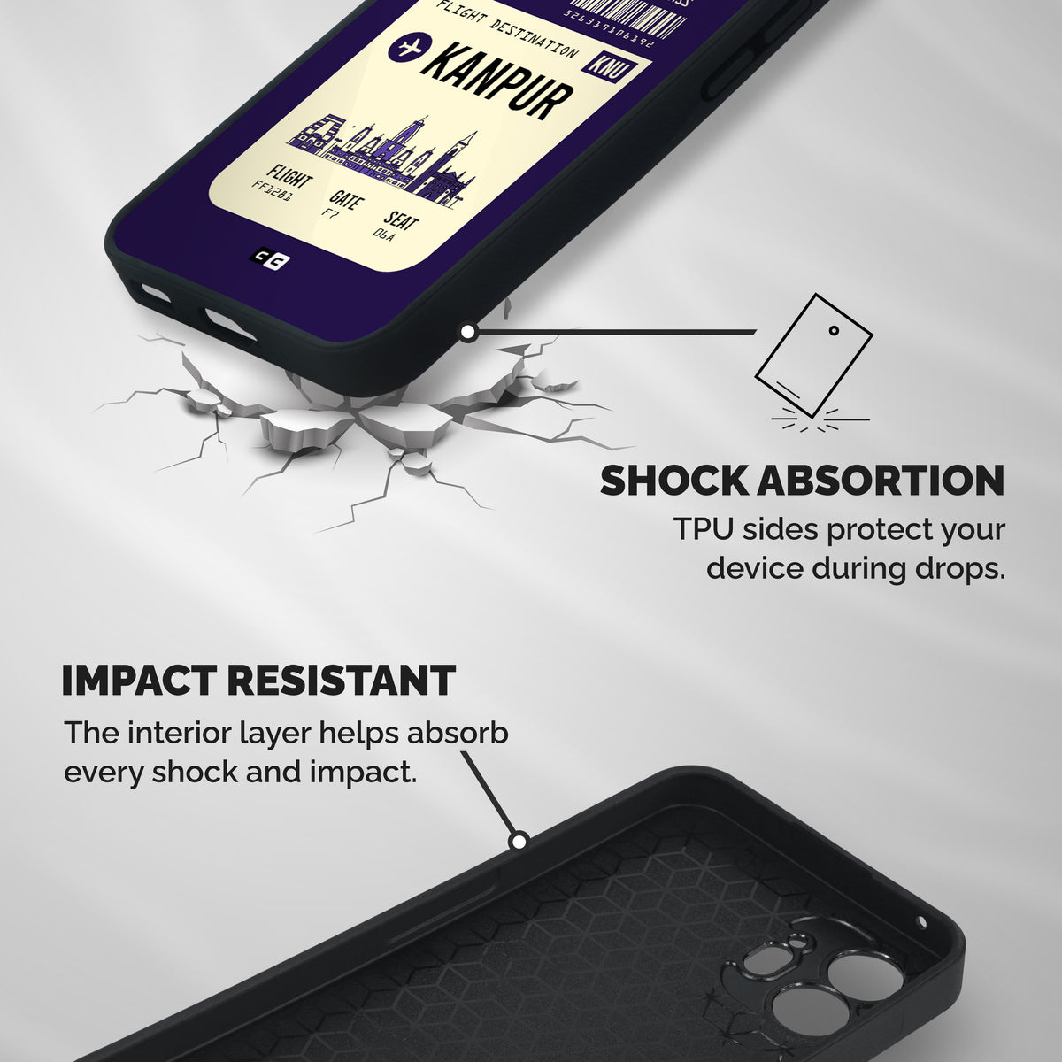 Kanpur Boarding Pass Shockproof Hybrid Protection (Metal + TPU) Back Case Cover