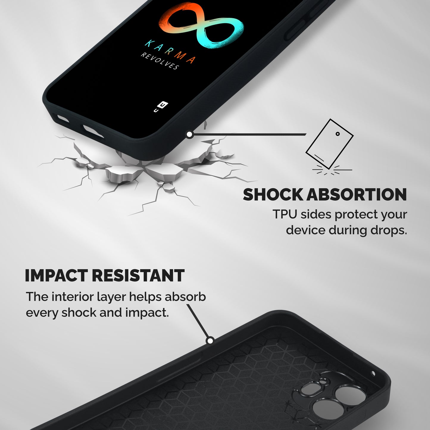 Karma Revolves Shockproof Hybrid Protection (Metal + TPU) Back Case Cover