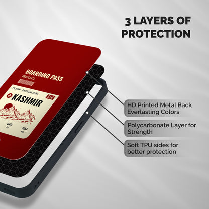 Kashmir Boarding Pass Shockproof Hybrid Protection (Metal + TPU) Back Case Cover