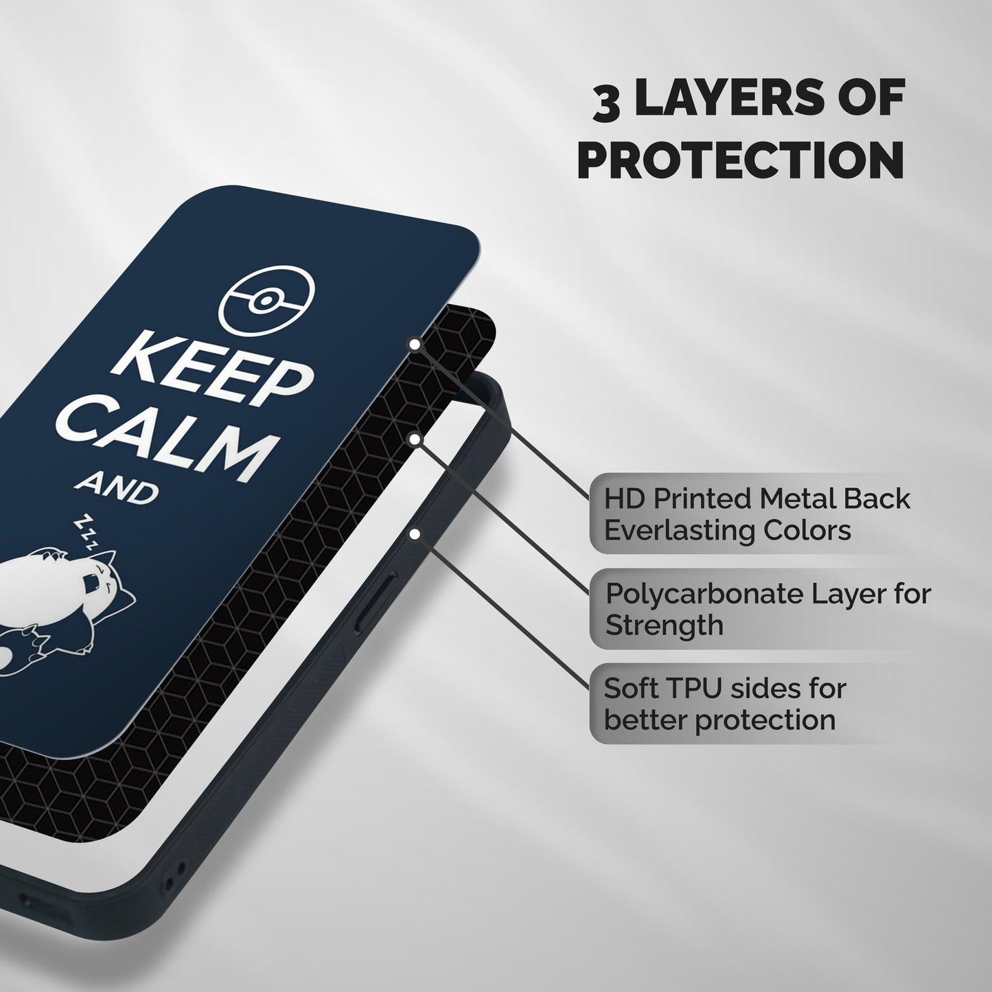 Keep Calm and Sleep Shockproof Hybrid Protection (Metal + TPU) Back Case Cover