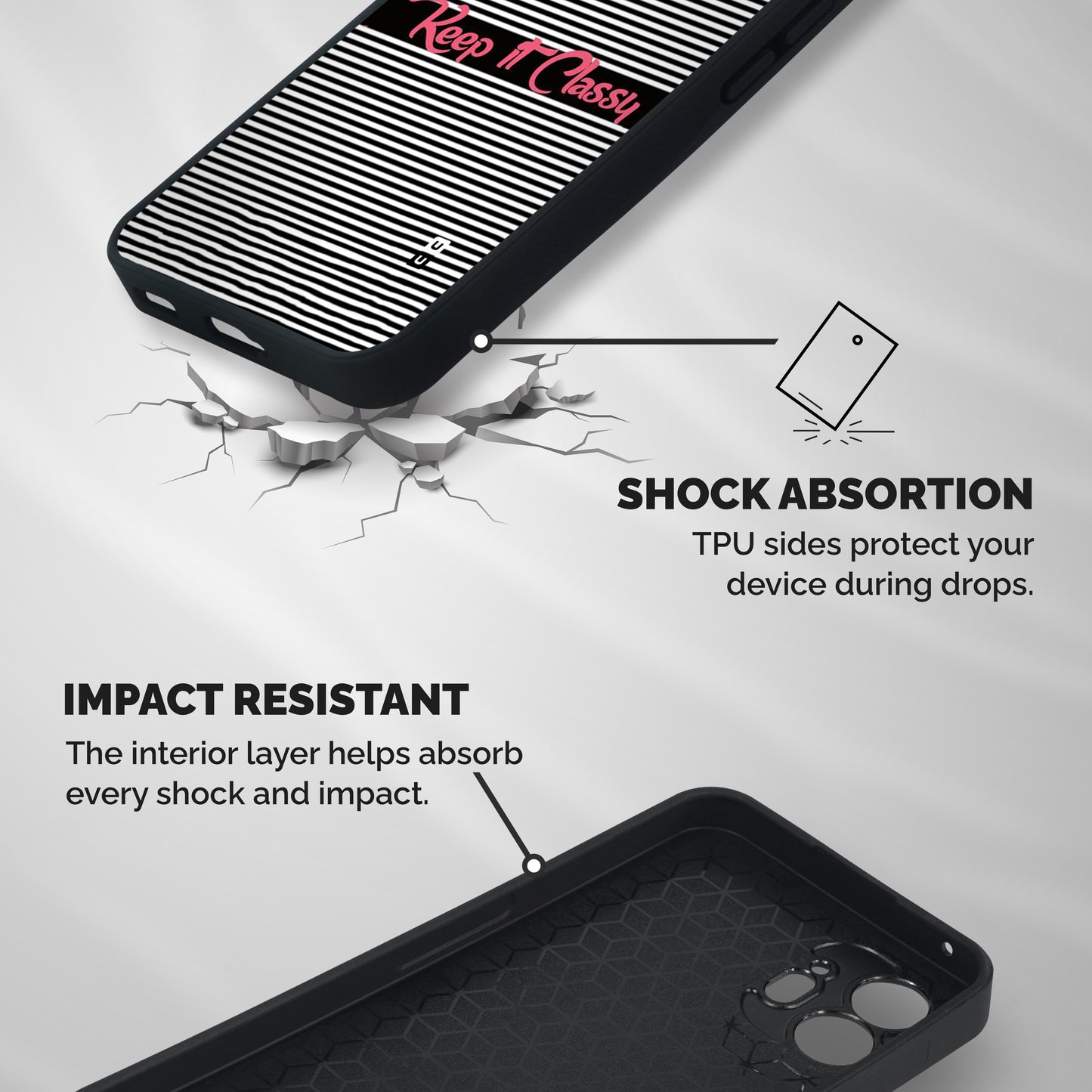 Keep It Classy Shockproof Hybrid Protection (Metal + TPU) Back Case Cover
