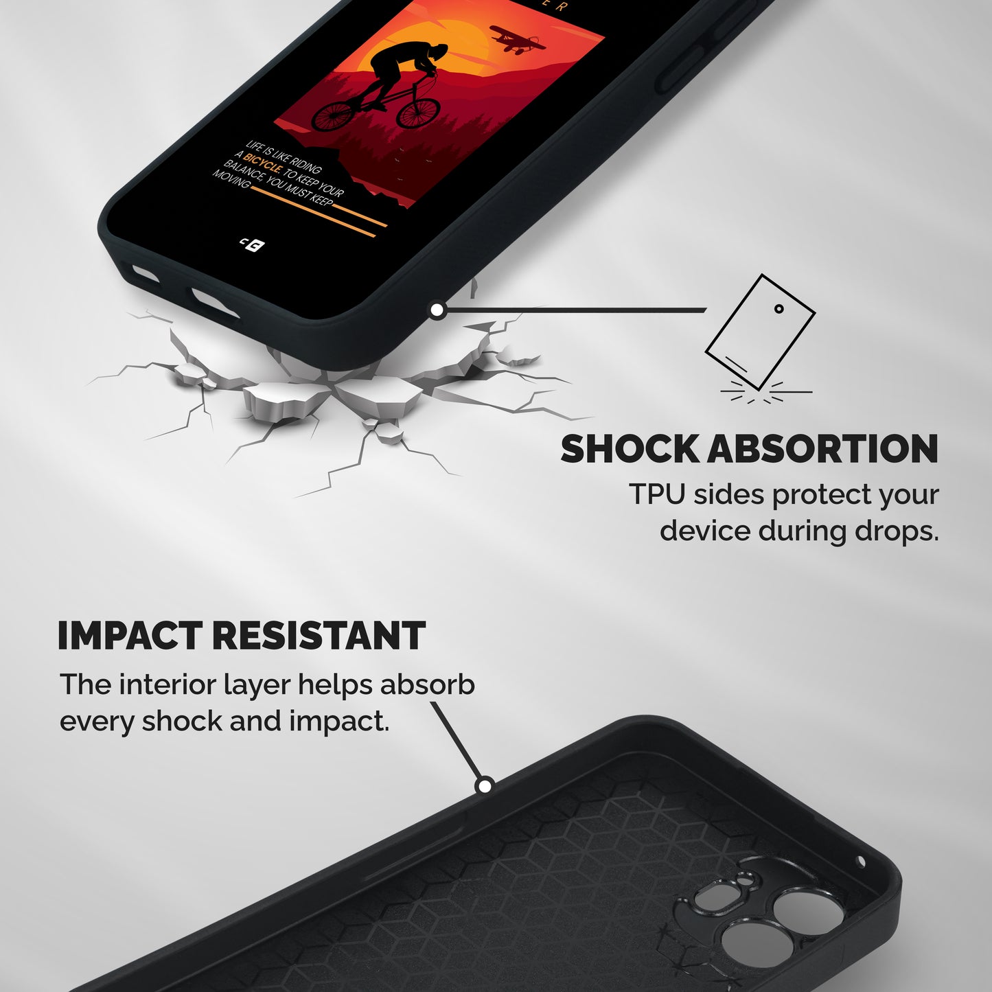 Keep Moving Rider Shockproof Hybrid Protection (Metal + TPU) Back Case Cover