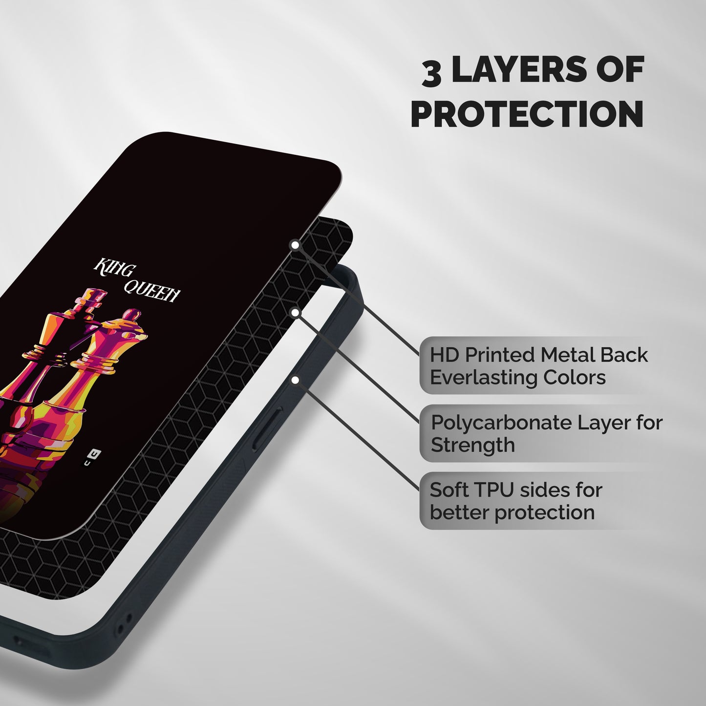 King Queen Shockproof Hybrid Protection (Metal + TPU) Back Case Cover