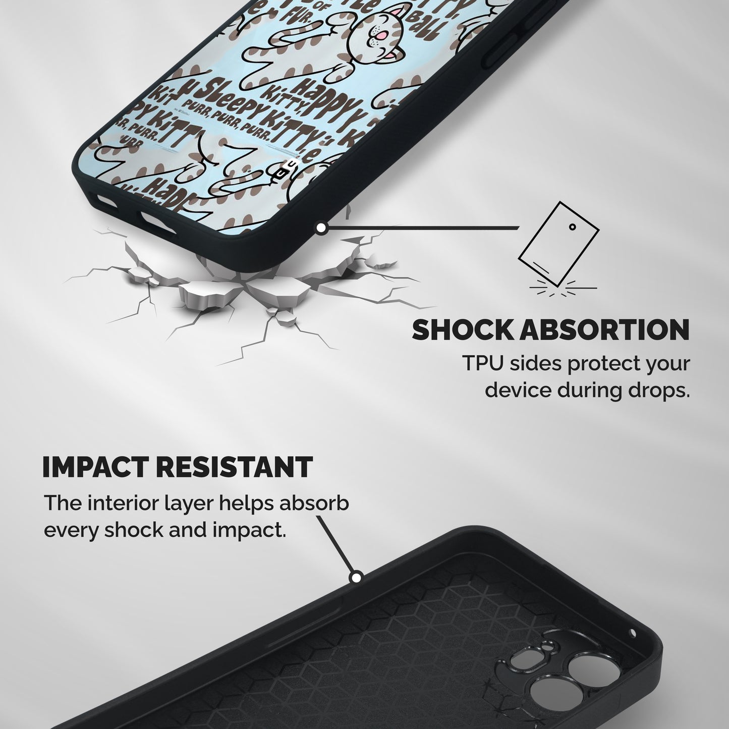 Kitty Pattern Shockproof Hybrid Protection (Metal + TPU) Back Case Cover