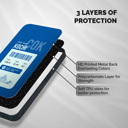 Kochi Boarding Pass Shockproof Hybrid Protection (Metal + TPU) Back Case Cover