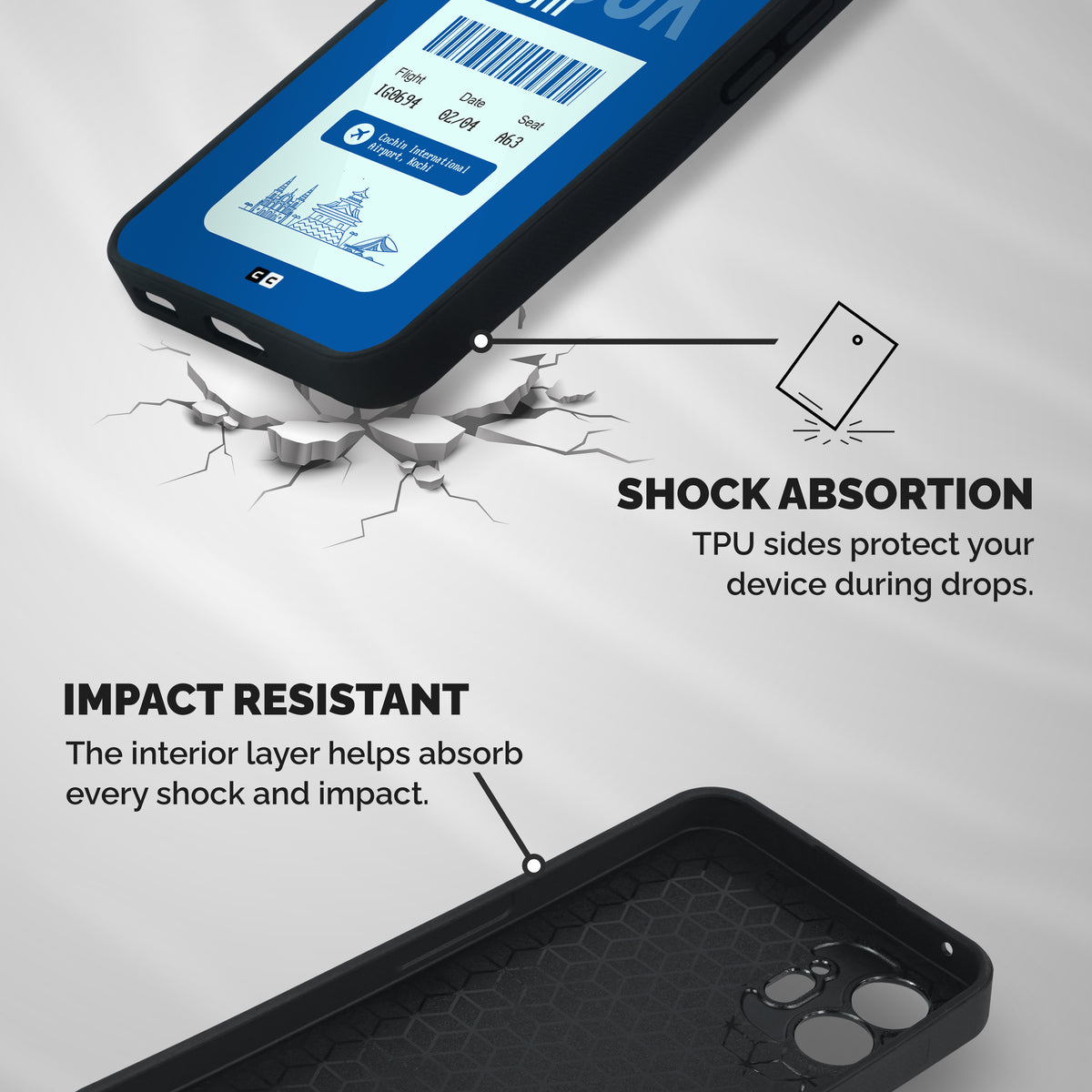Kochi Boarding Pass Shockproof Hybrid Protection (Metal + TPU) Back Case Cover