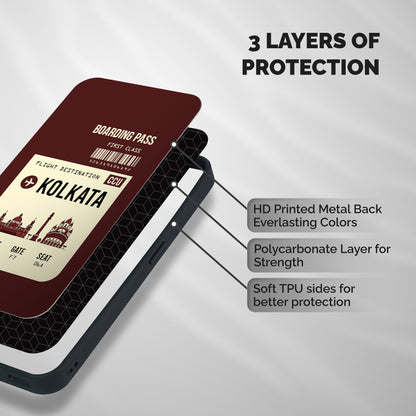 Kolkata Boarding Pass Shockproof Hybrid Protection (Metal + TPU) Back Case Cover