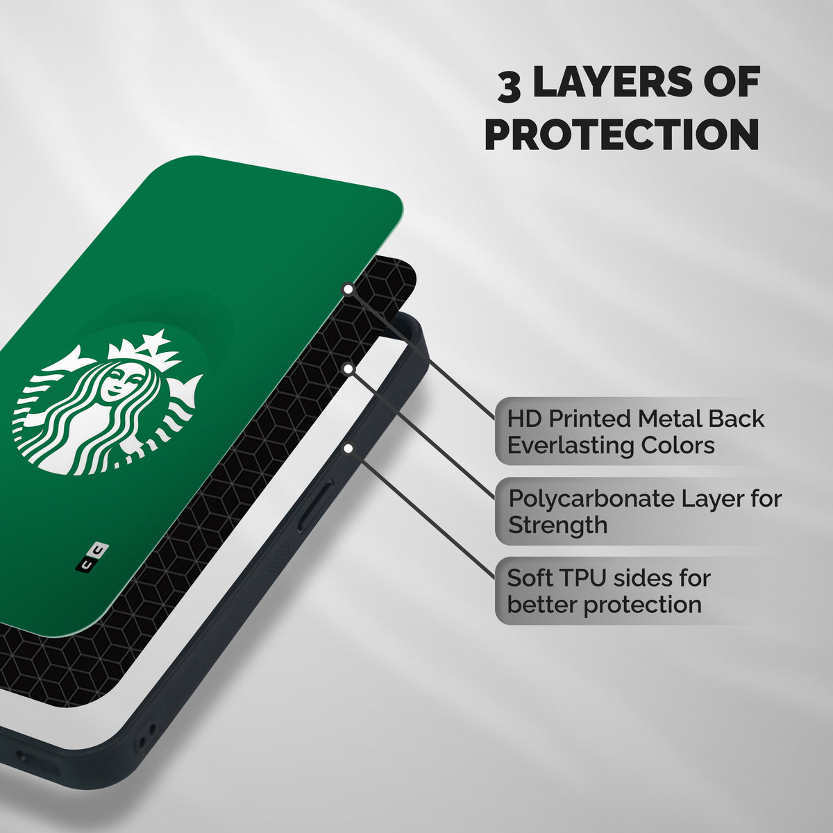Lady StarBucks Shockproof Hybrid Protection (Metal + TPU) Back Case Cover