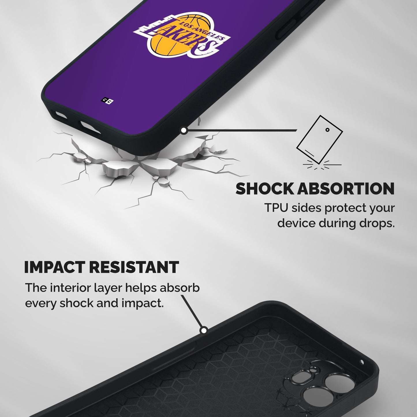 Lakers Angles Shockproof Hybrid Protection (Metal + TPU) Back Case Cover