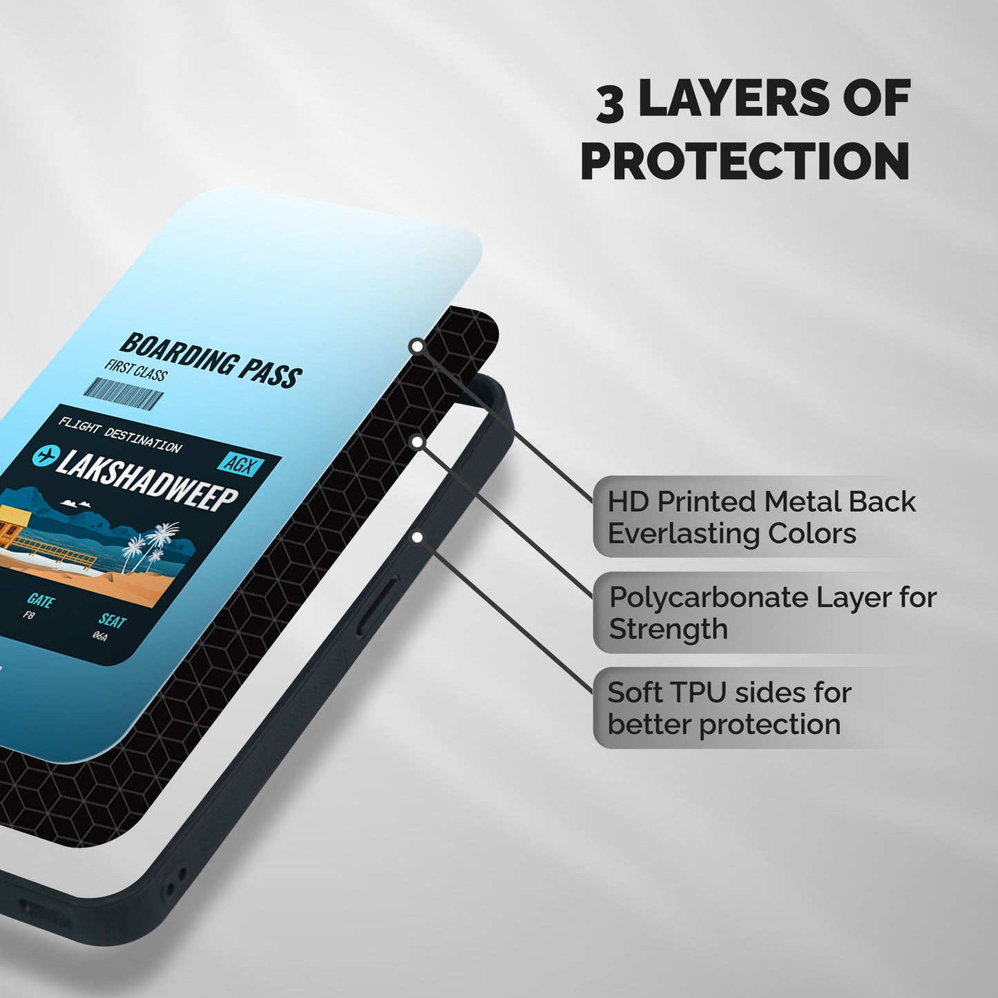 Lakshadweep Boarding Pass Shockproof Hybrid Protection (Metal + TPU) Back Case Cover