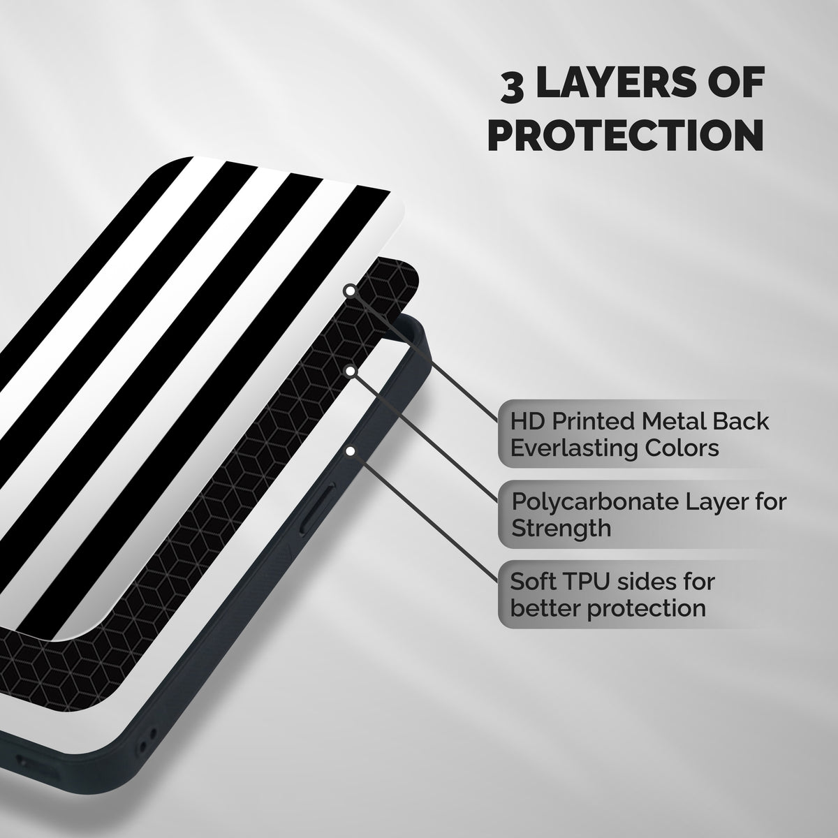 Lavish Black Stripes Shockproof Hybrid Protection (Metal + TPU) Back Case Cover