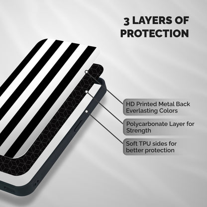 Lavish Black Stripes Shockproof Hybrid Protection (Metal + TPU) Back Case Cover