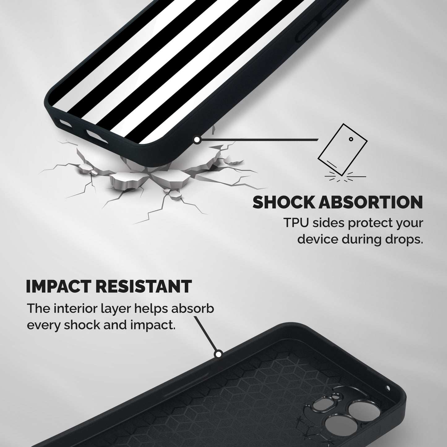 Lavish Black Stripes Shockproof Hybrid Protection (Metal + TPU) Back Case Cover