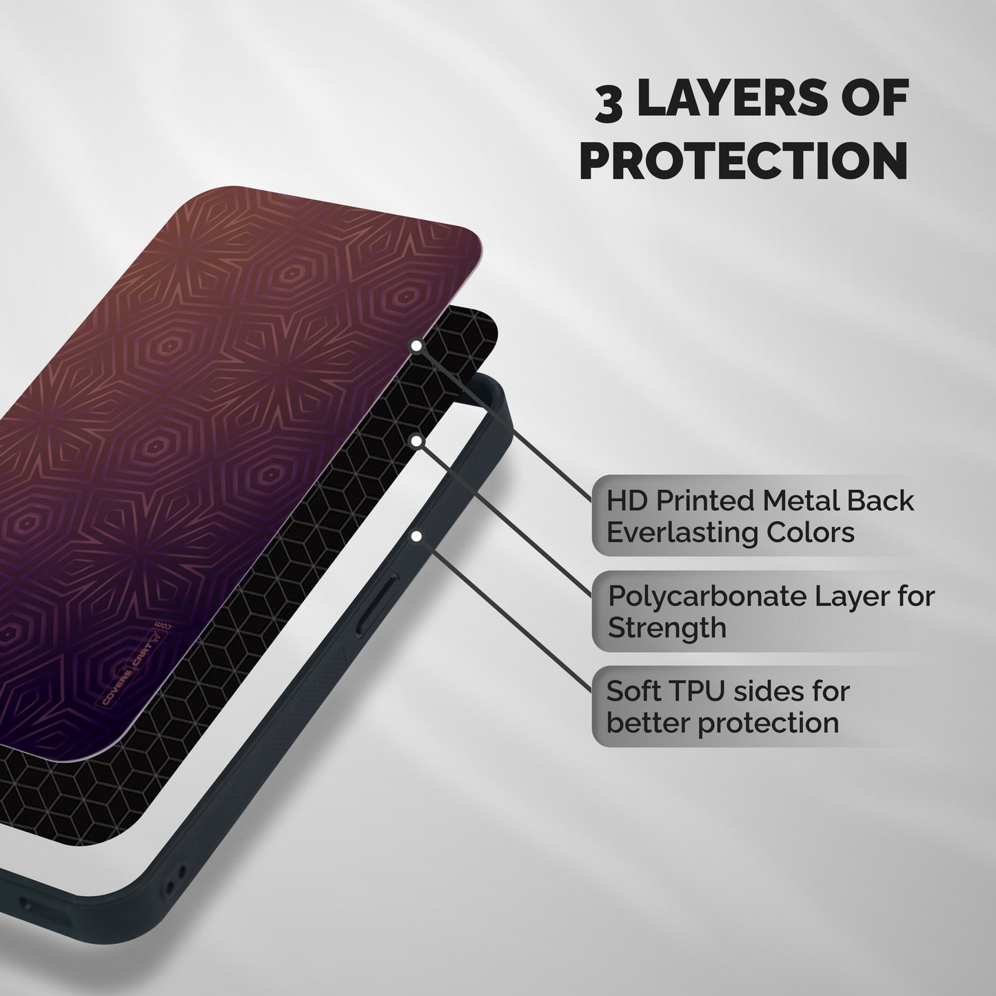 Lavish Purple Pattern Shockproof Hybrid Protection (Metal + TPU) Back Case Cover