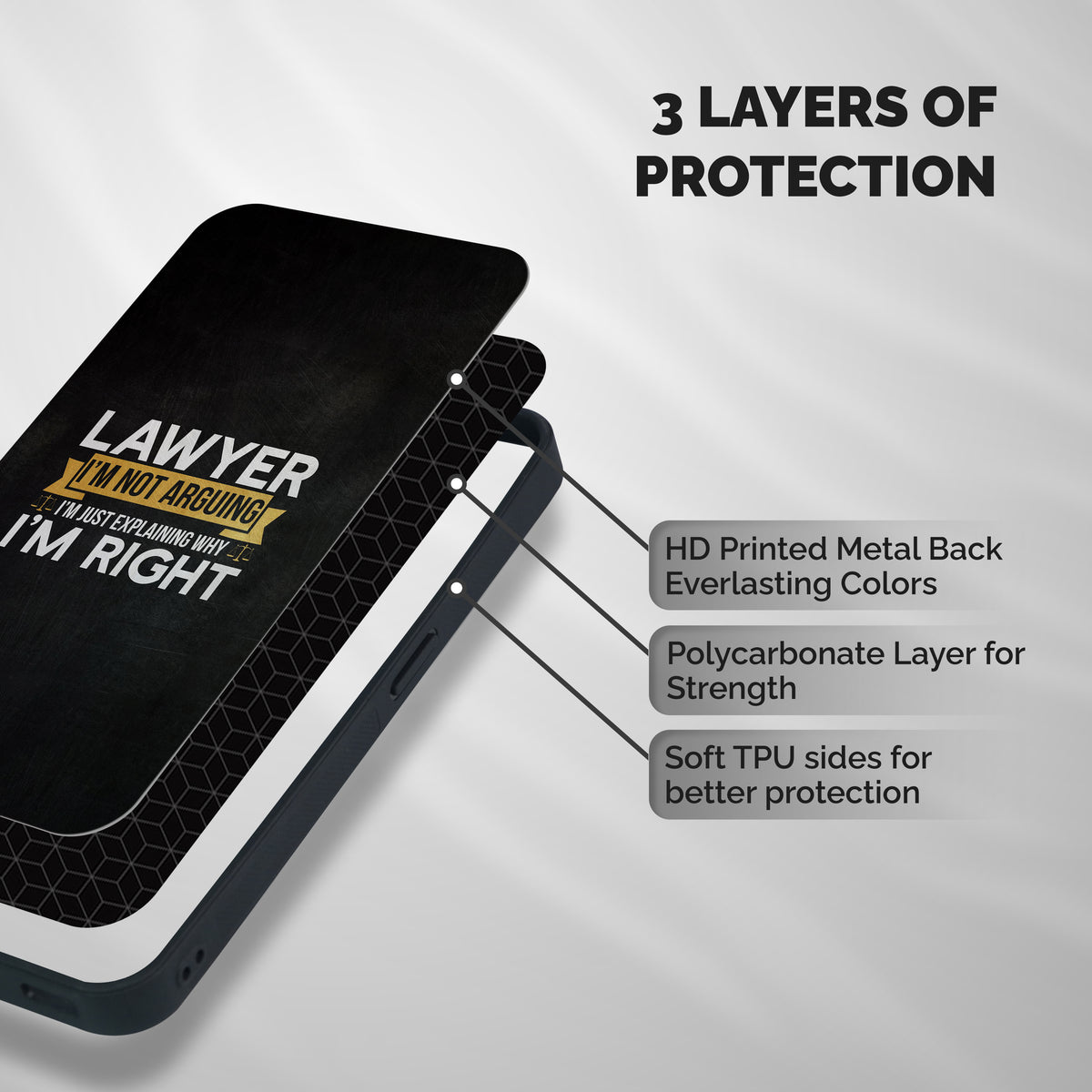 Lawyer Explains Shockproof Hybrid Protection (Metal + TPU) Back Case Cover