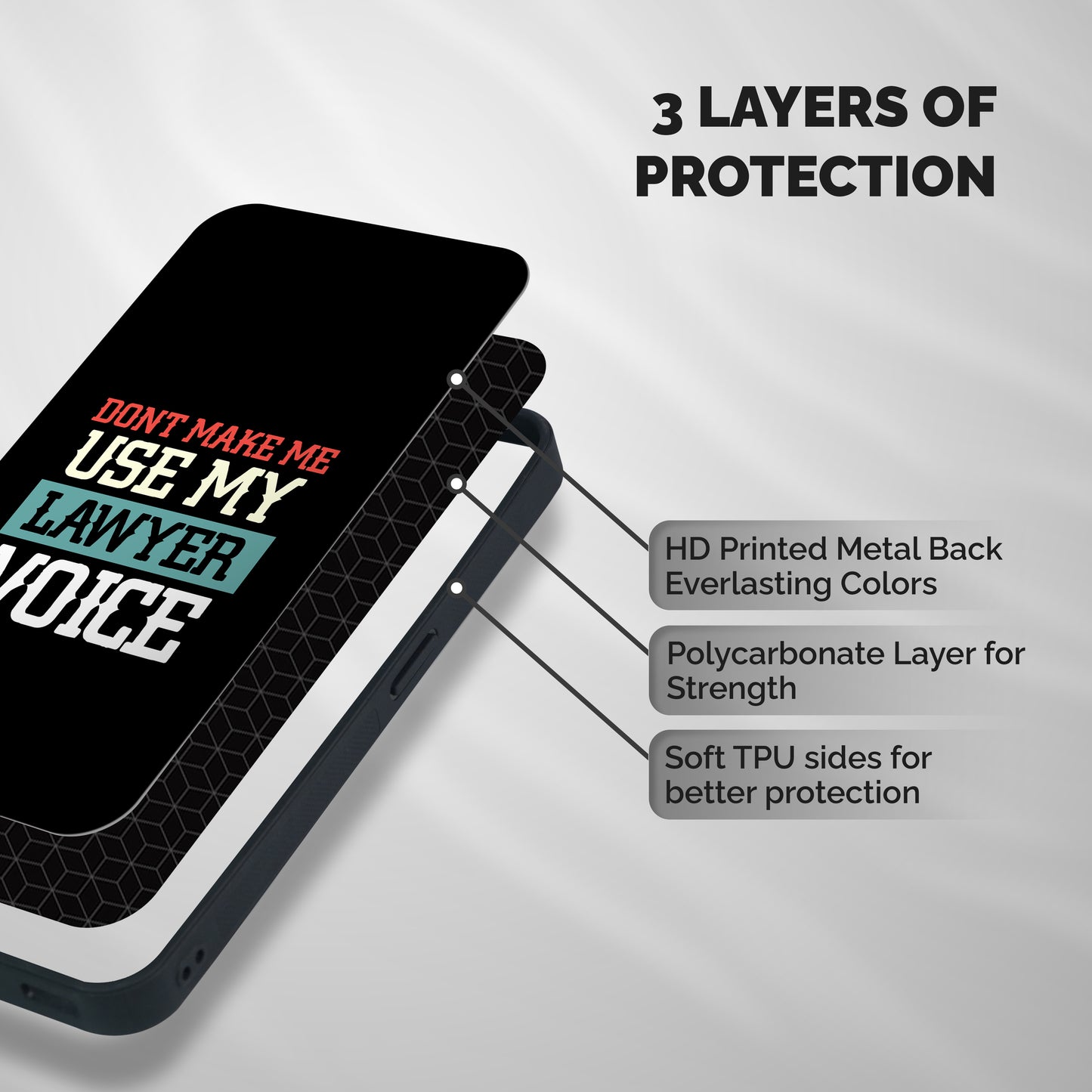 Lawyer Voice Shockproof Hybrid Protection (Metal + TPU) Back Case Cover