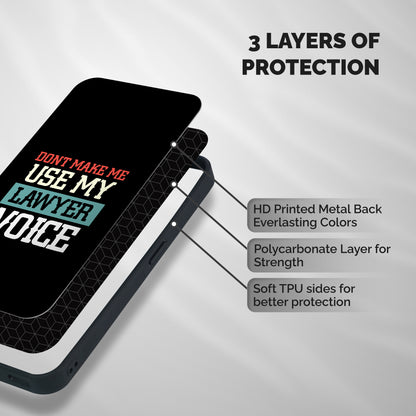 Lawyer Voice Shockproof Hybrid Protection (Metal + TPU) Back Case Cover