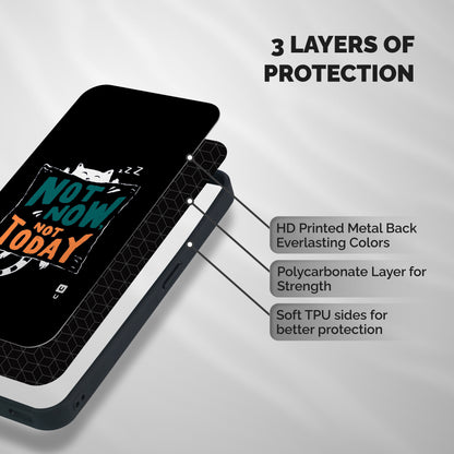 Lazy Cat Not Today Shockproof Hybrid Protection (Metal + TPU) Back Case Cover