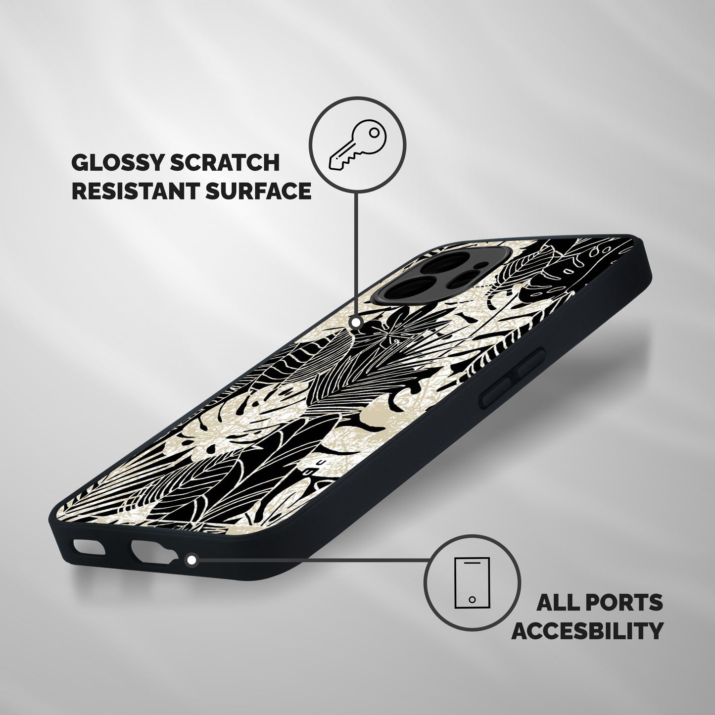 Leaf Pattern Shockproof Hybrid Protection (Metal + TPU) Back Case Cover