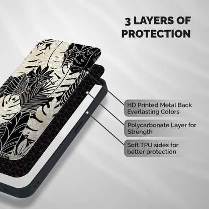 Leaf Pattern Shockproof Hybrid Protection (Metal + TPU) Back Case Cover