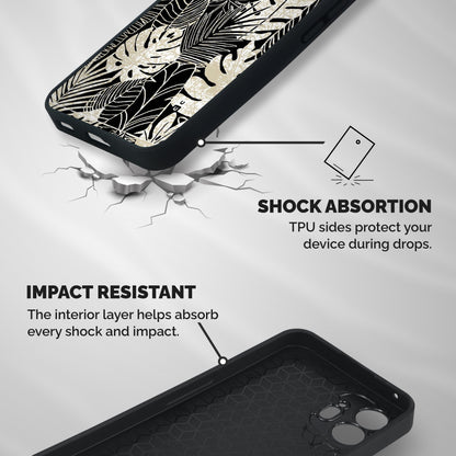 Leaf Pattern Shockproof Hybrid Protection (Metal + TPU) Back Case Cover