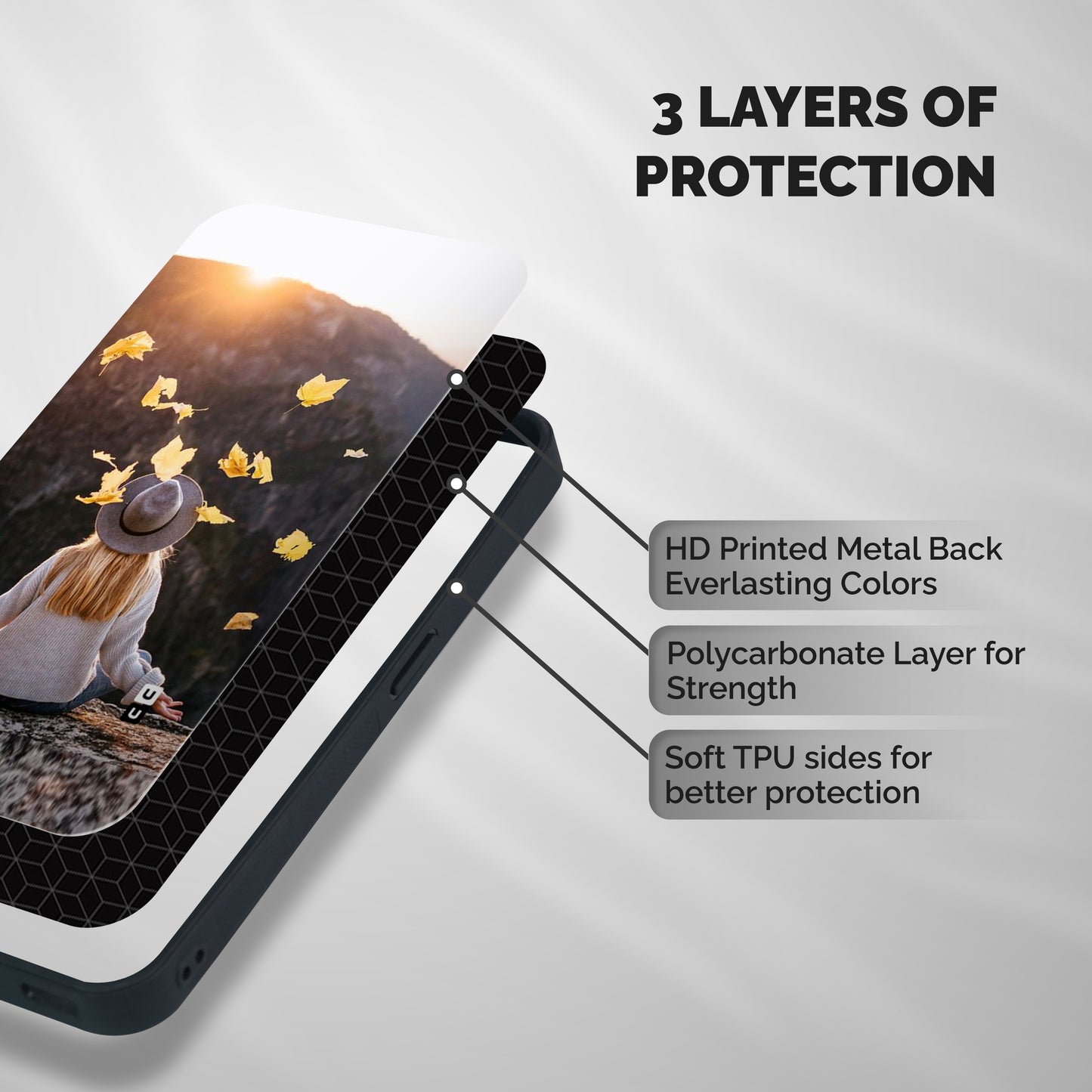 Leaf Rain Sunset Shockproof Hybrid Protection (Metal + TPU) Back Case Cover
