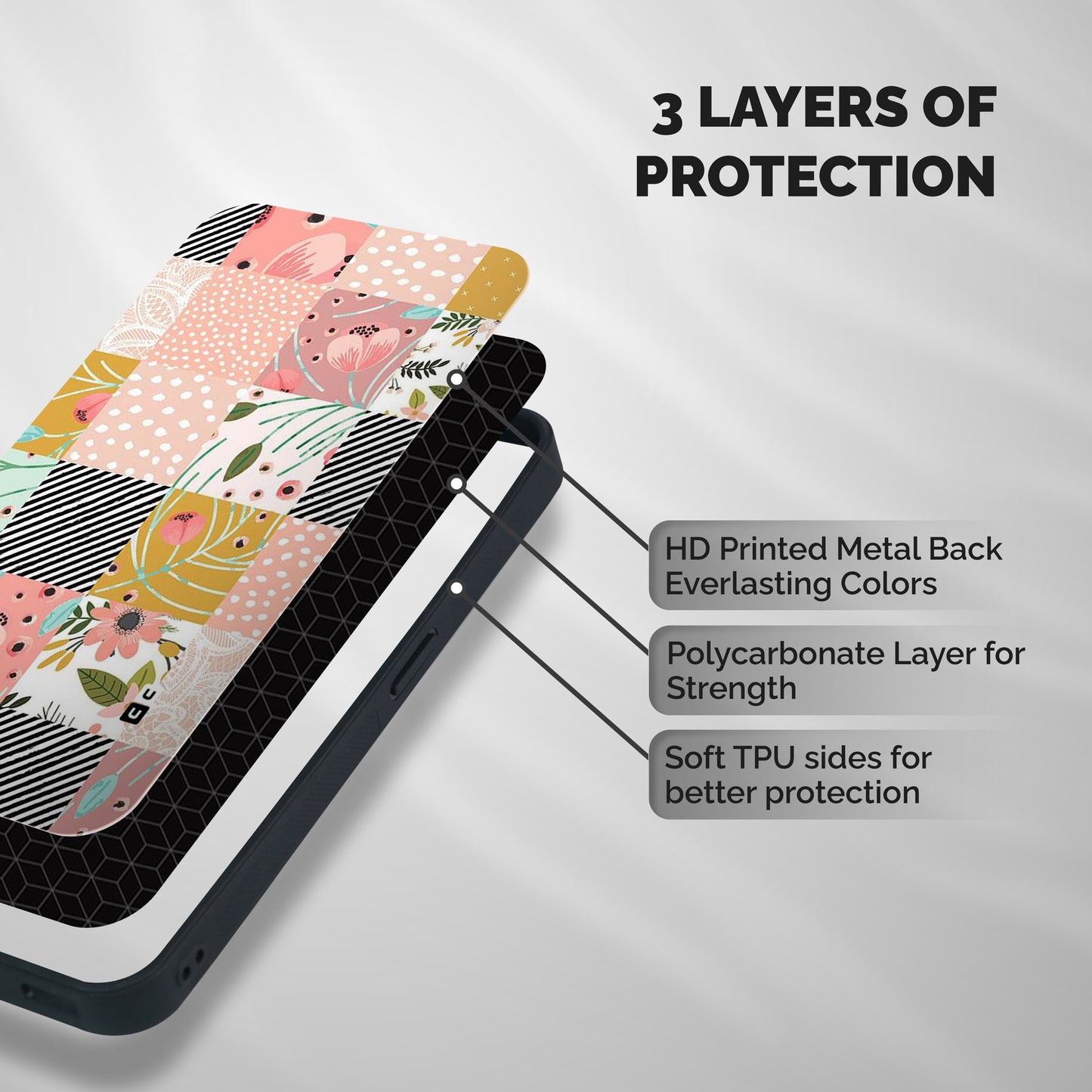 Leaf Stripe Polka Shockproof Hybrid Protection (Metal + TPU) Back Case Cover