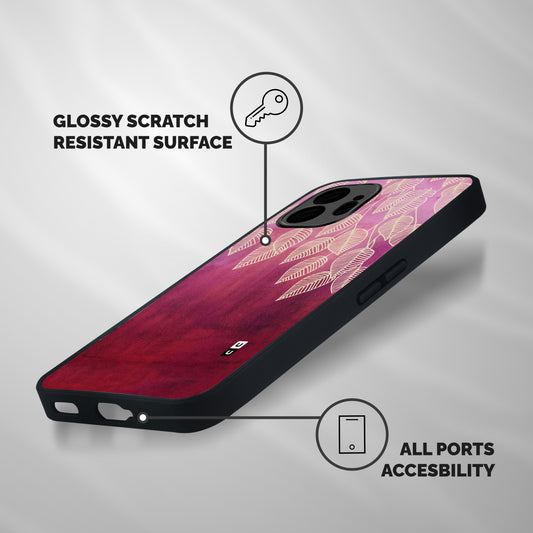 Leafy Outline Shockproof Hybrid Protection (Metal + TPU) Back Case Cover