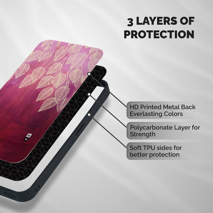Leafy Outline Shockproof Hybrid Protection (Metal + TPU) Back Case Cover