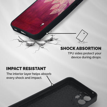 Leafy Outline Shockproof Hybrid Protection (Metal + TPU) Back Case Cover