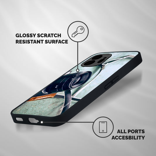 Leather Camera Lens Shockproof Hybrid Protection (Metal + TPU) Back Case Cover